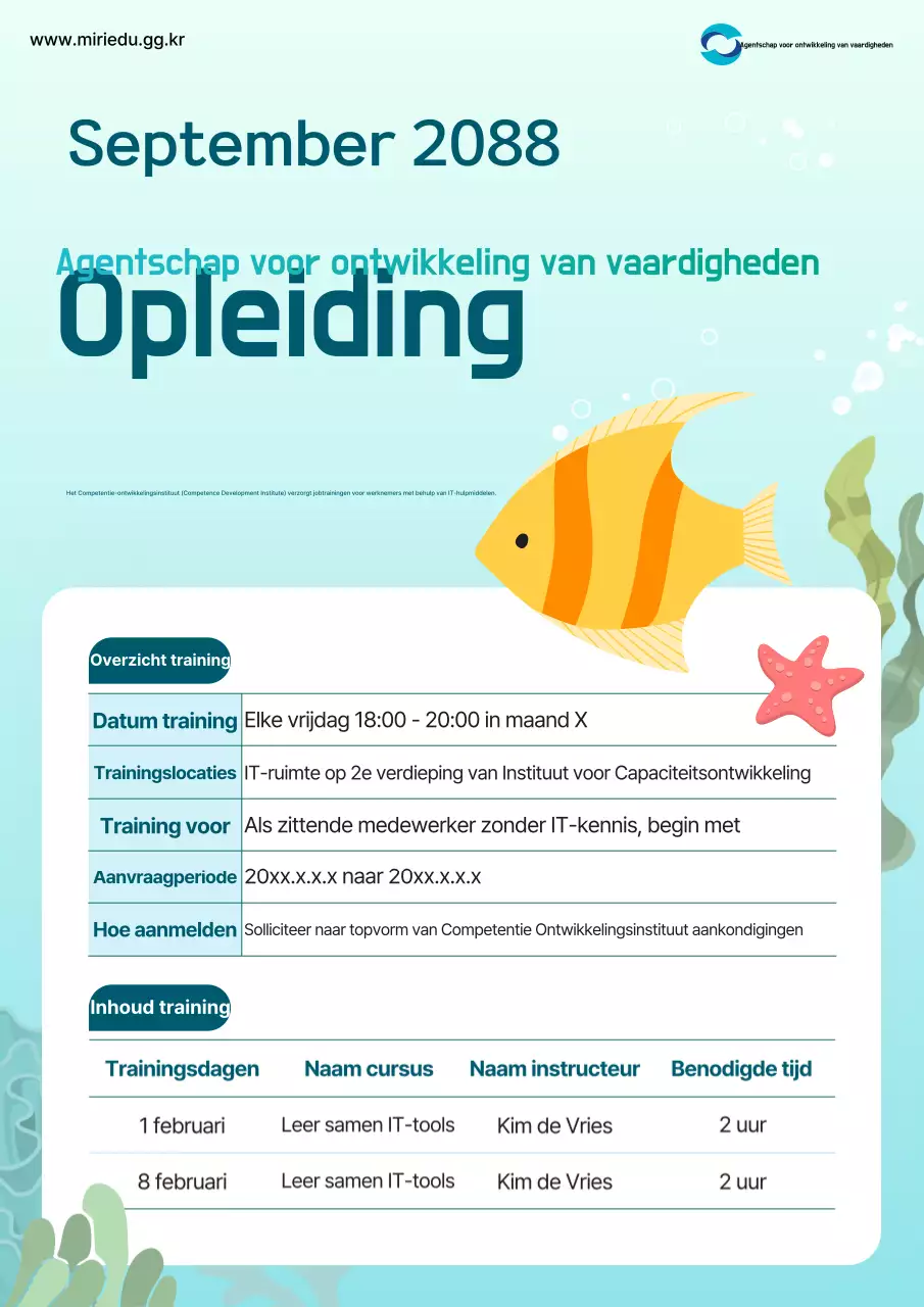 Gids voor lichtblauw opgeruimd trainingsmateriaal