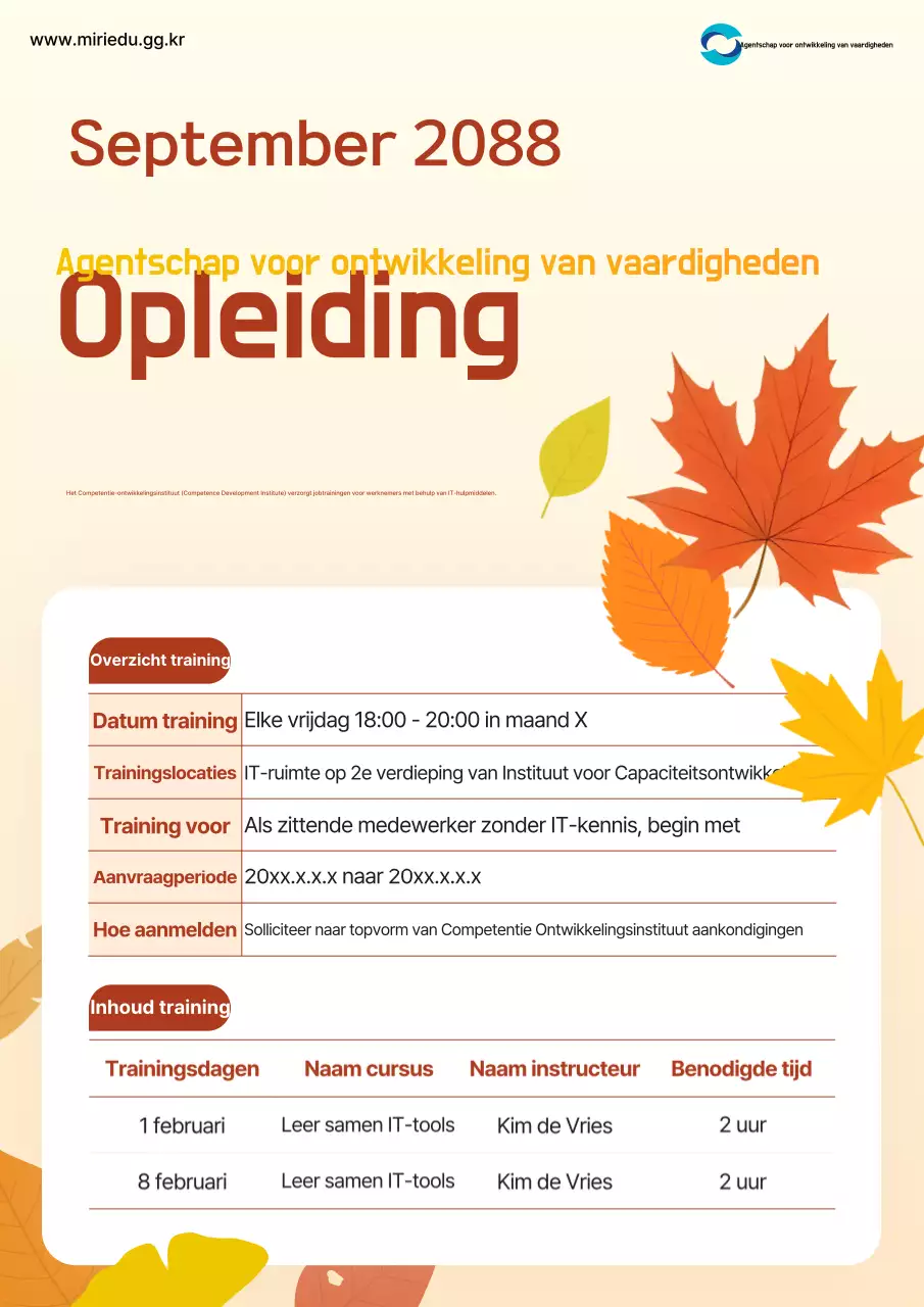 Oranje eenvoudige trainingsgids