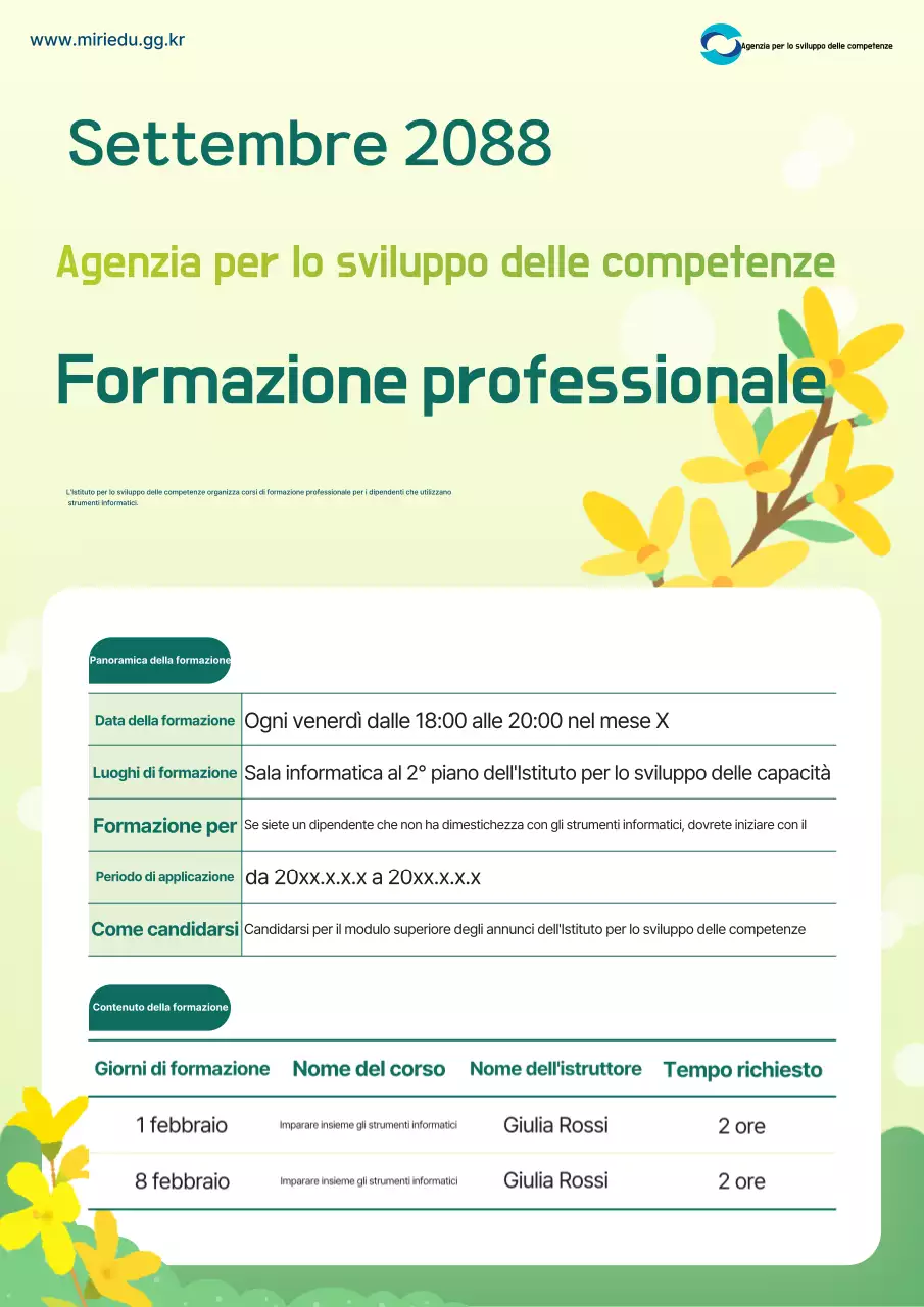 Formazione annuale sulle pulizie