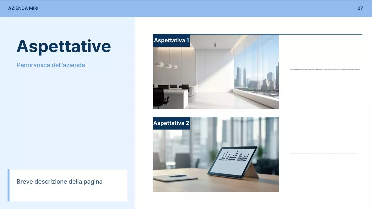 Descrizione del modulo di partecipazione aziendale semplice di colore azzurro