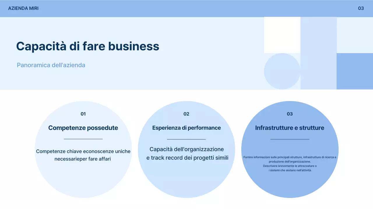 Descrizione del modulo di partecipazione aziendale semplice di colore azzurro