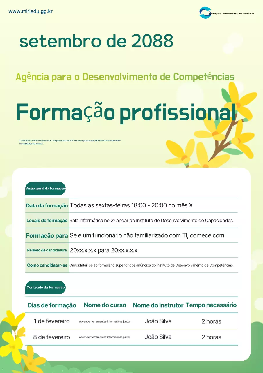 Ronda anual de formação em matéria de limpeza