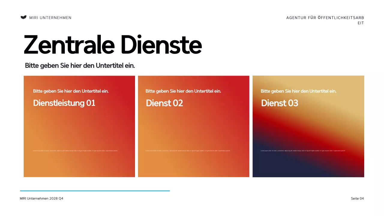 Schwarze und orangefarbene moderne Public Relations Agentur Präsentation