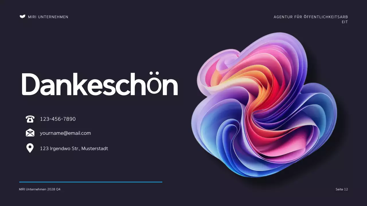 Schwarze und orangefarbene moderne Public Relations Agentur Präsentation