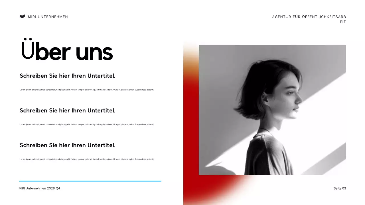 Schwarze und orangefarbene moderne Public Relations Agentur Präsentation