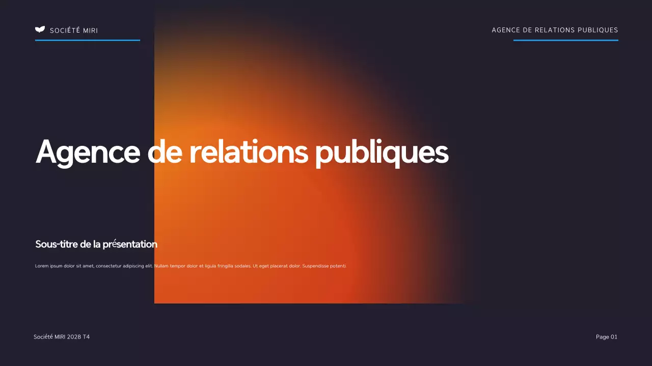 Présentation de l'agence moderne de relations publiques Black and Orange