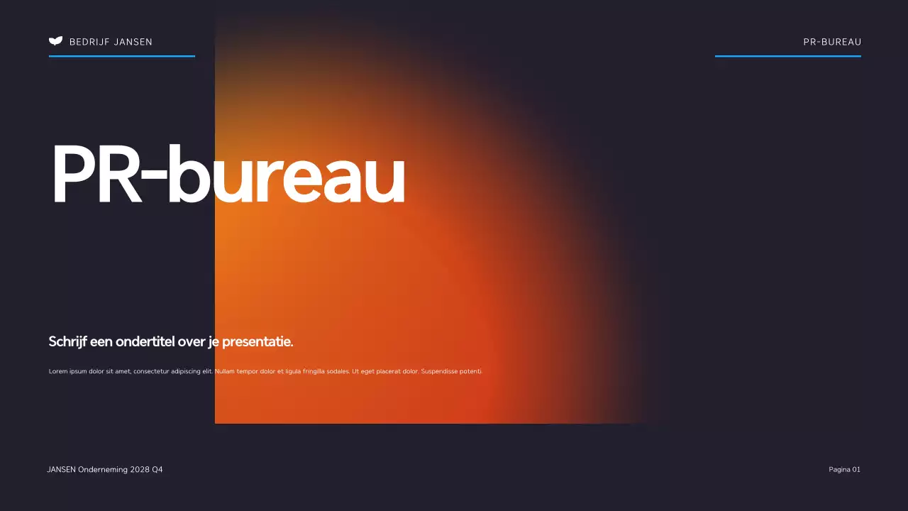 Zwart en Oranje Modern Public Relations Bureau Presentatie