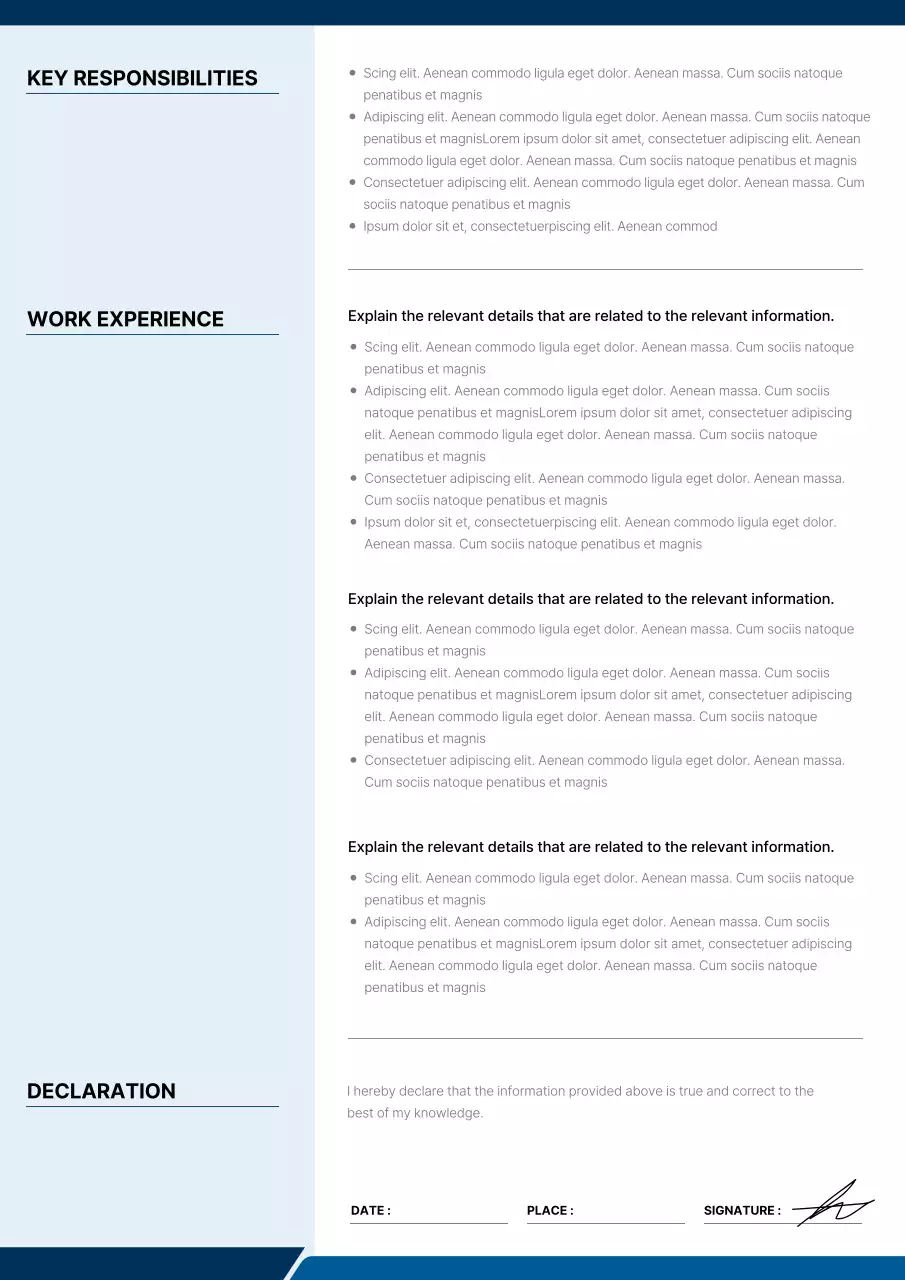 Design de currículo profissional azul