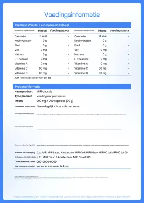 Blue Neat Voedingsfeiten