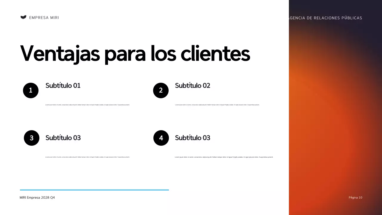 Presentación de la agencia de relaciones públicas Black and Orange Modern