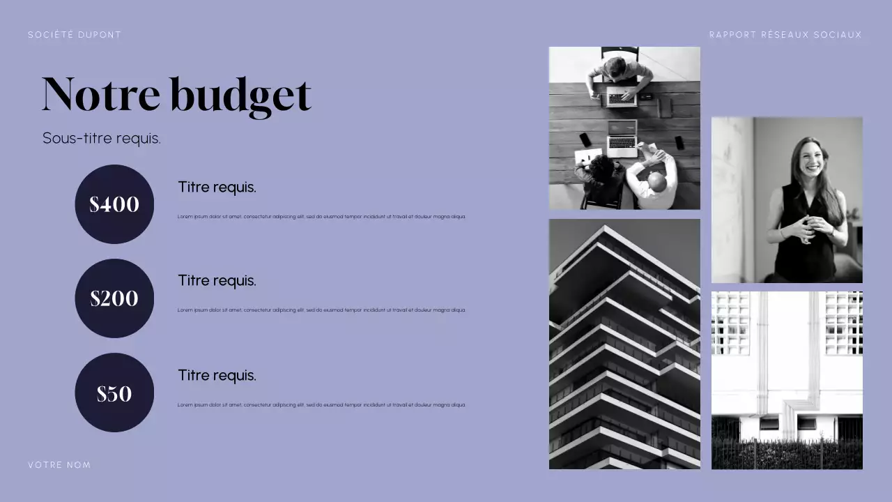 Rapport sur les médias sociaux Purple Modern