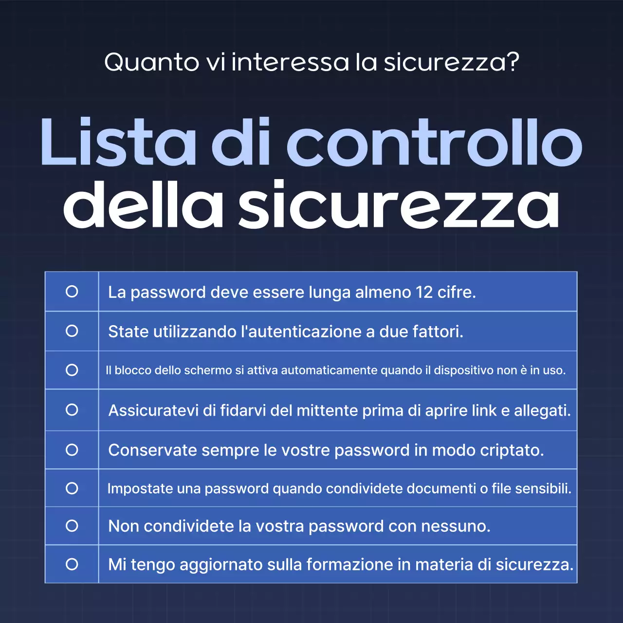 Consigli per la sicurezza Blue Modern Security