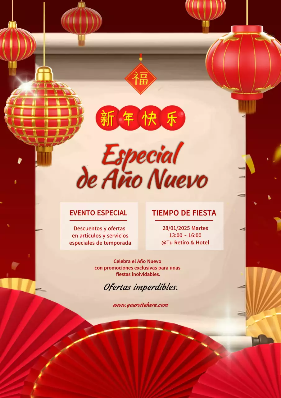 anuncio de la fiesta tradicional roja