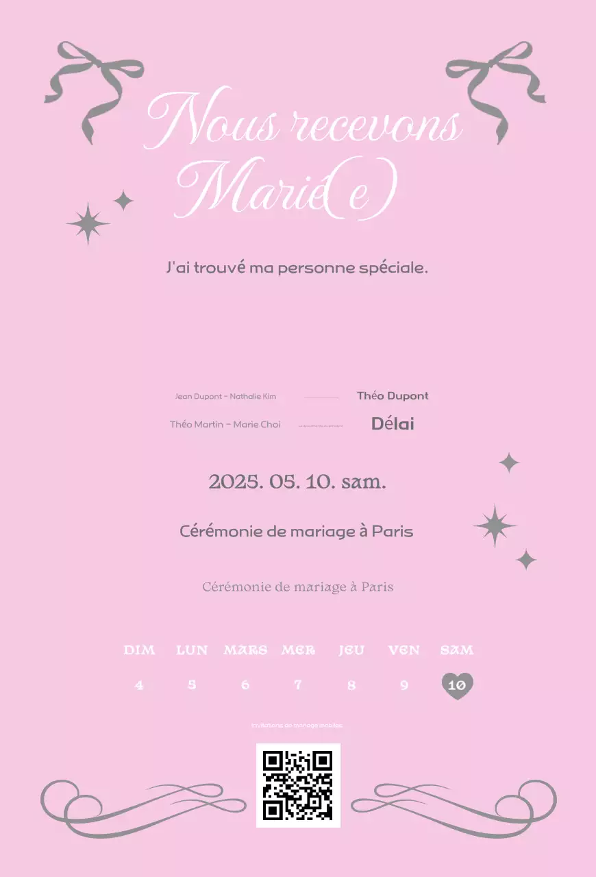 Invitation de mariage élégante et grise