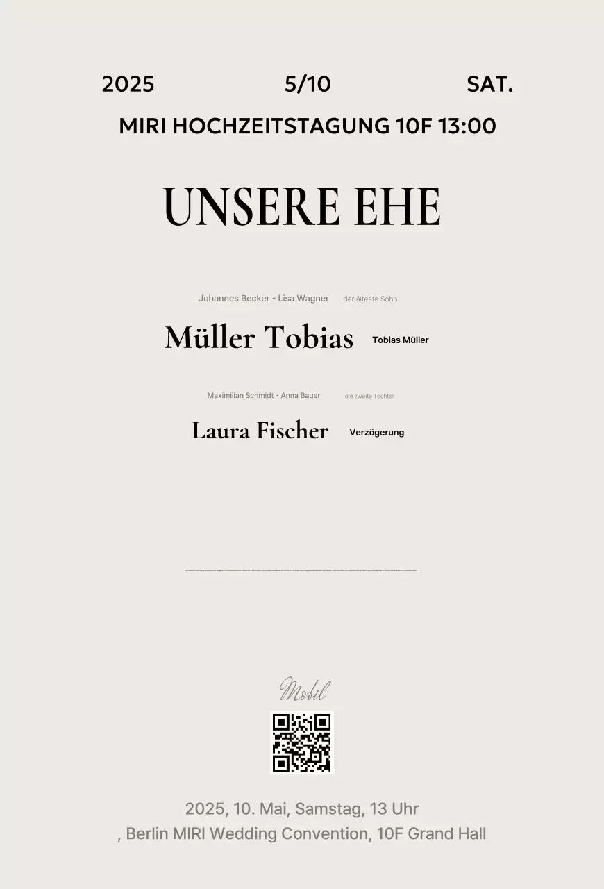 Beige Elegante Hochzeitseinladung