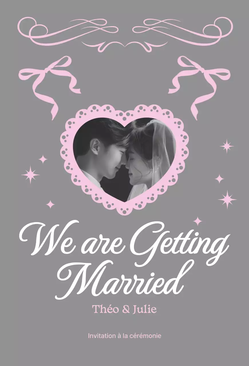 Invitation de mariage élégante et grise