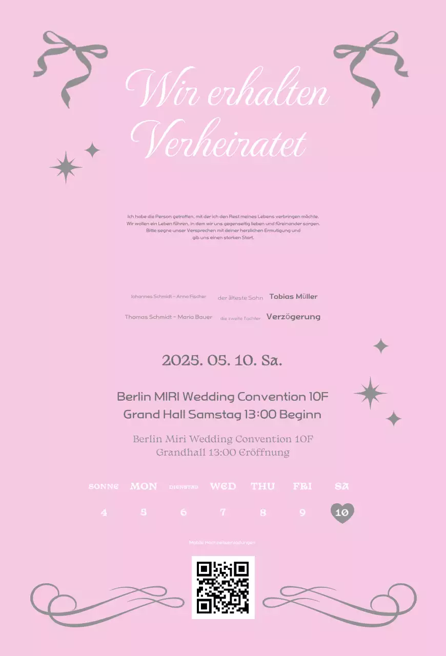 Graue elegante Hochzeitseinladung