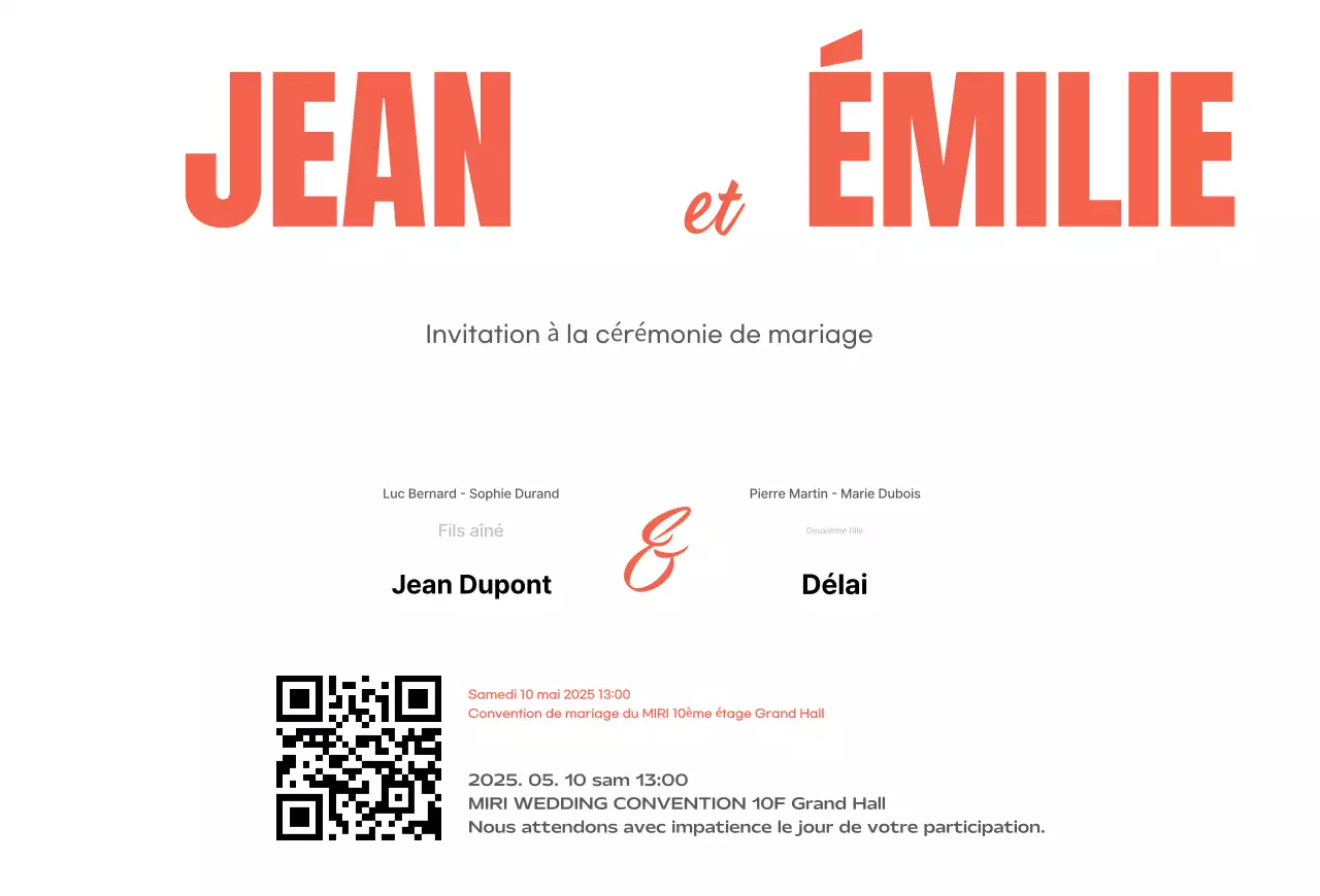 Invitation de mariage vintage orange