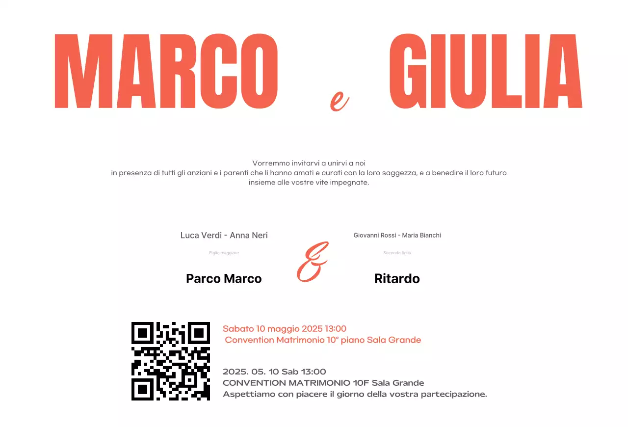 Invito di nozze vintage arancione