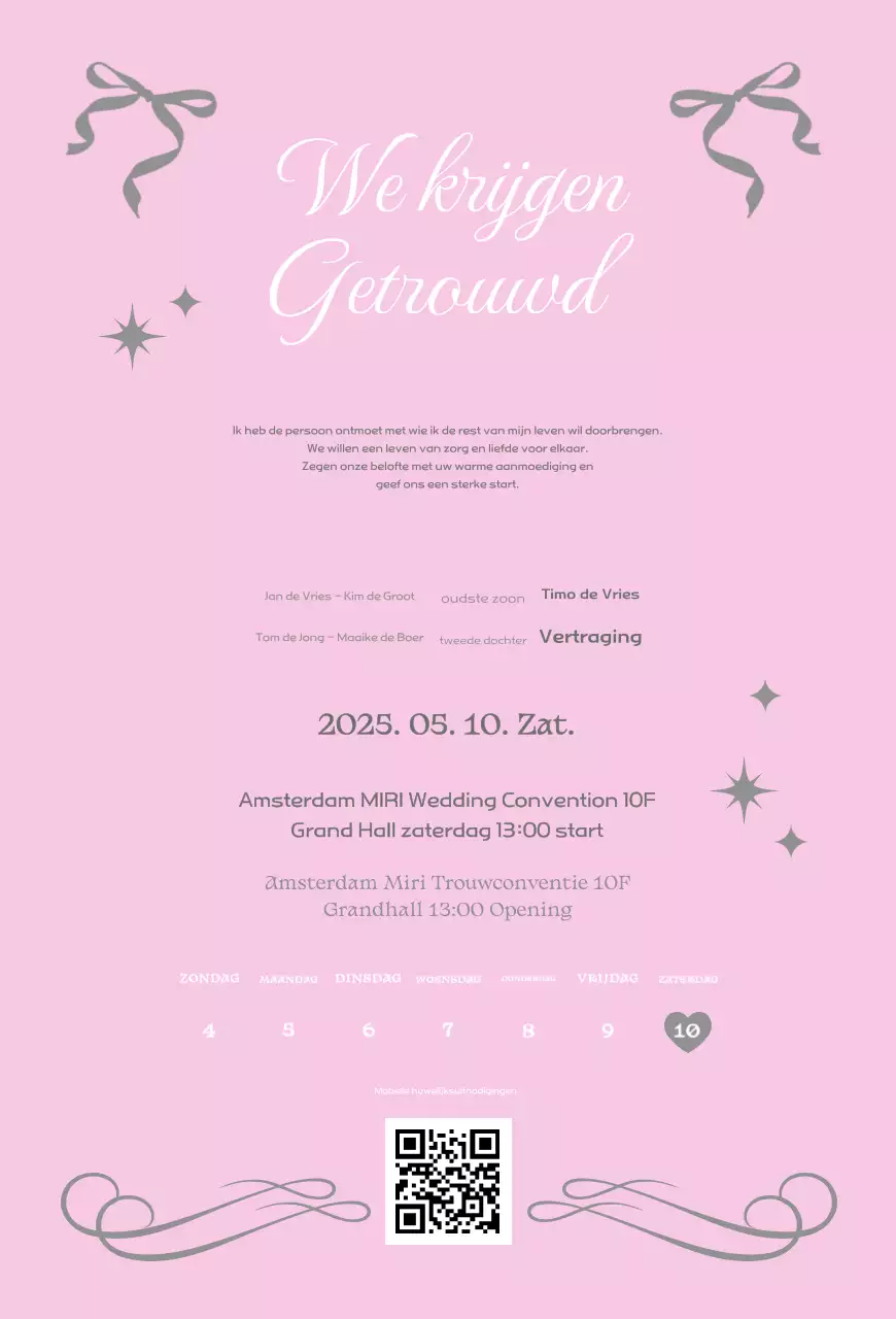 Grijze elegante huwelijksuitnodiging