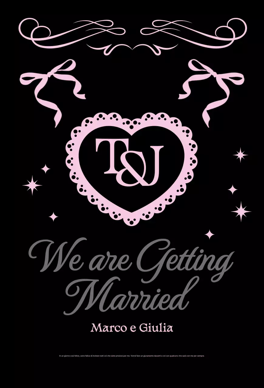 Invito di nozze classico rosa