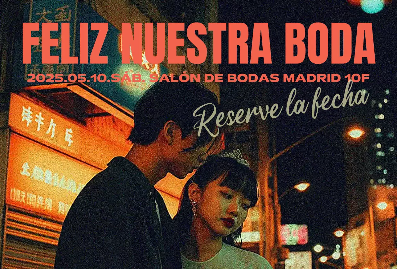 Invitación de boda vintage naranja