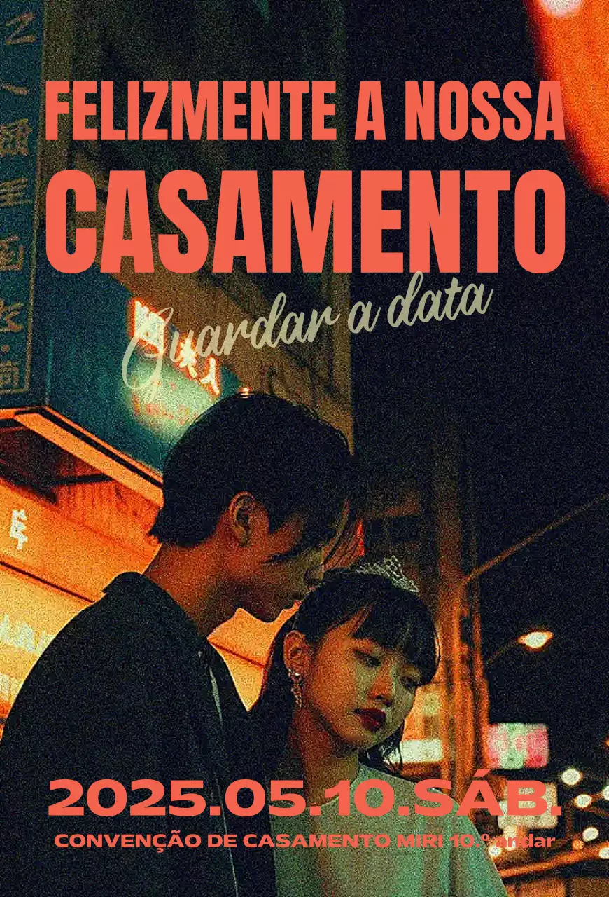 Convite de casamento vintage laranja