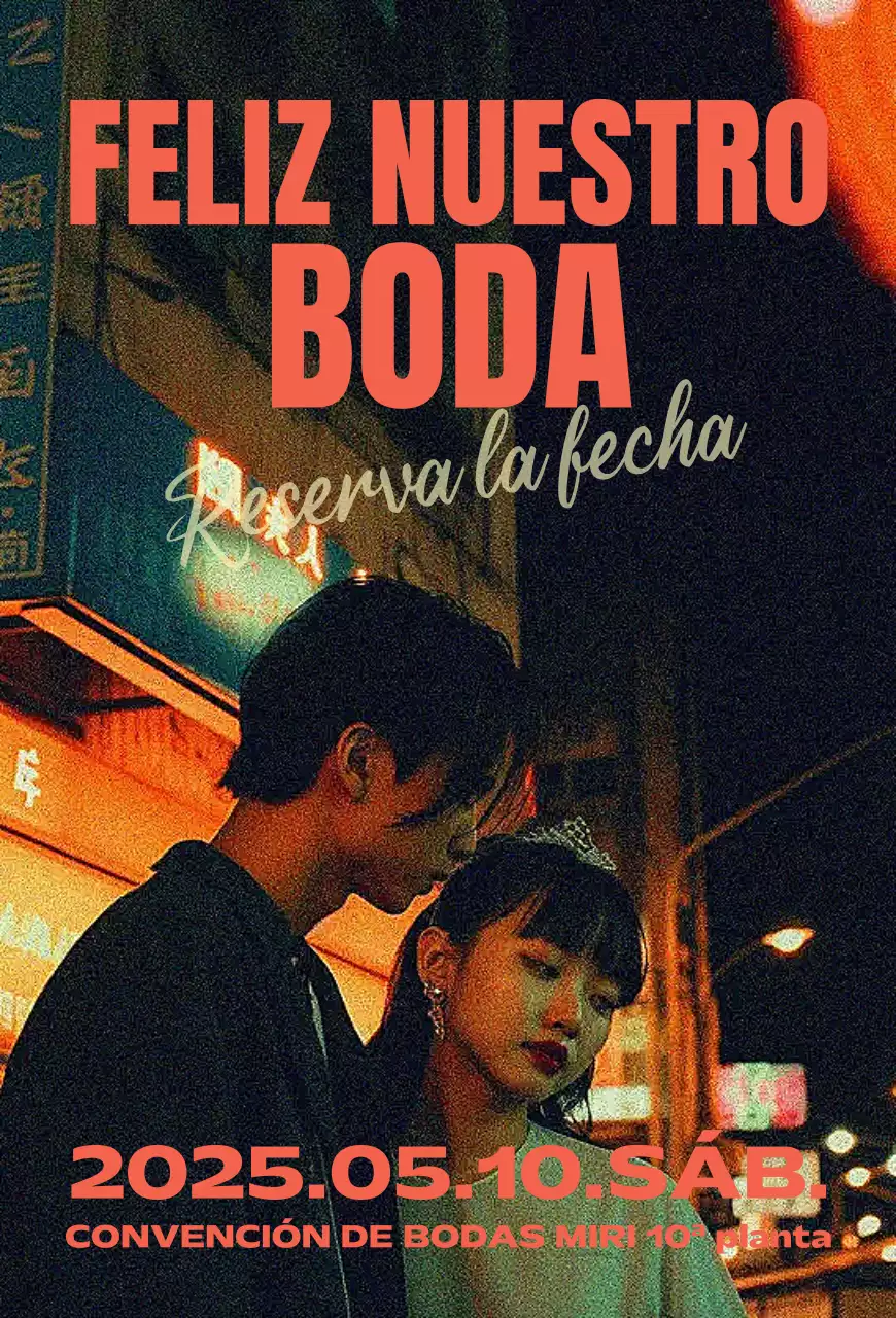 Invitación de boda vintage naranja