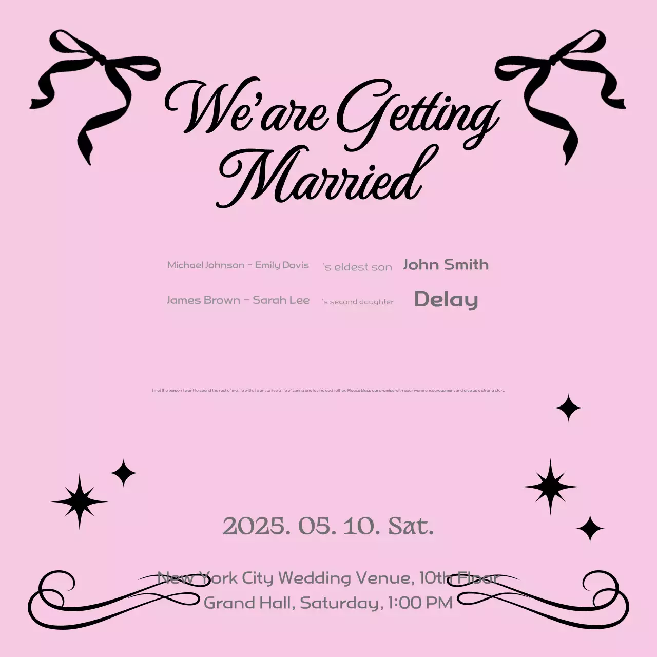 lời mời đám cưới cổ điển màu hồng