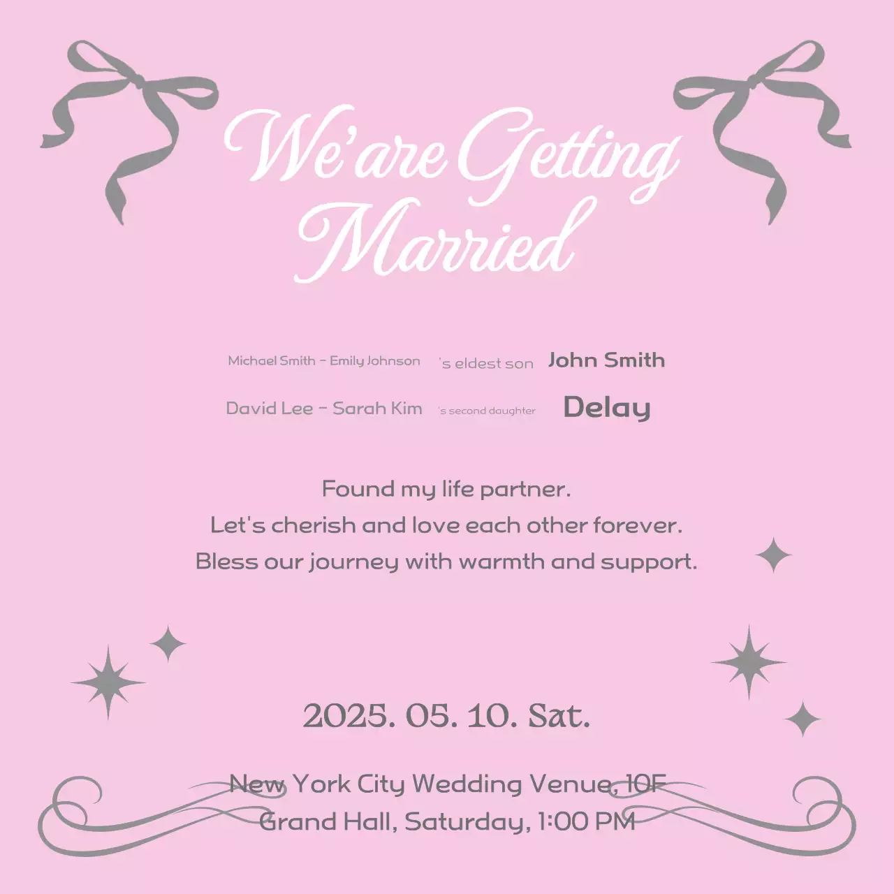 Convite de casamento romântico cinzento