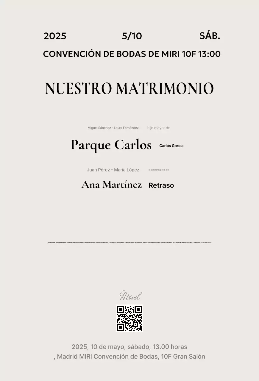 Invitación de boda elegante beige