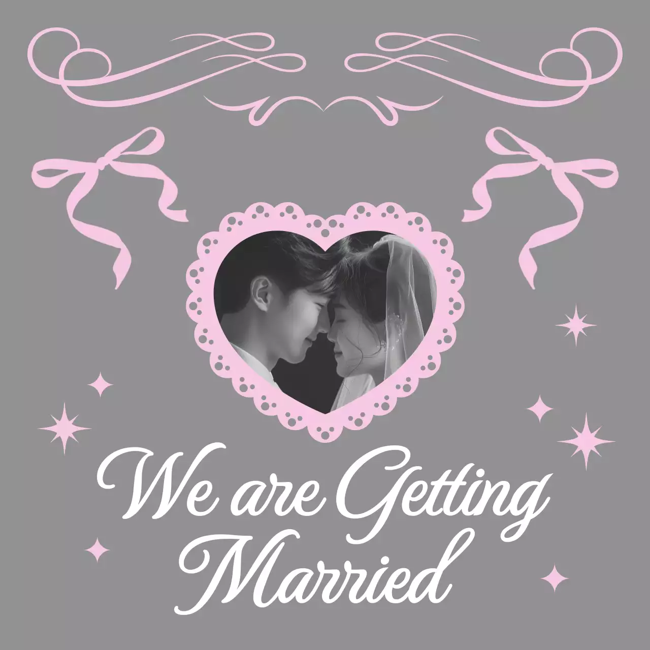 Graue romantische Hochzeitseinladung