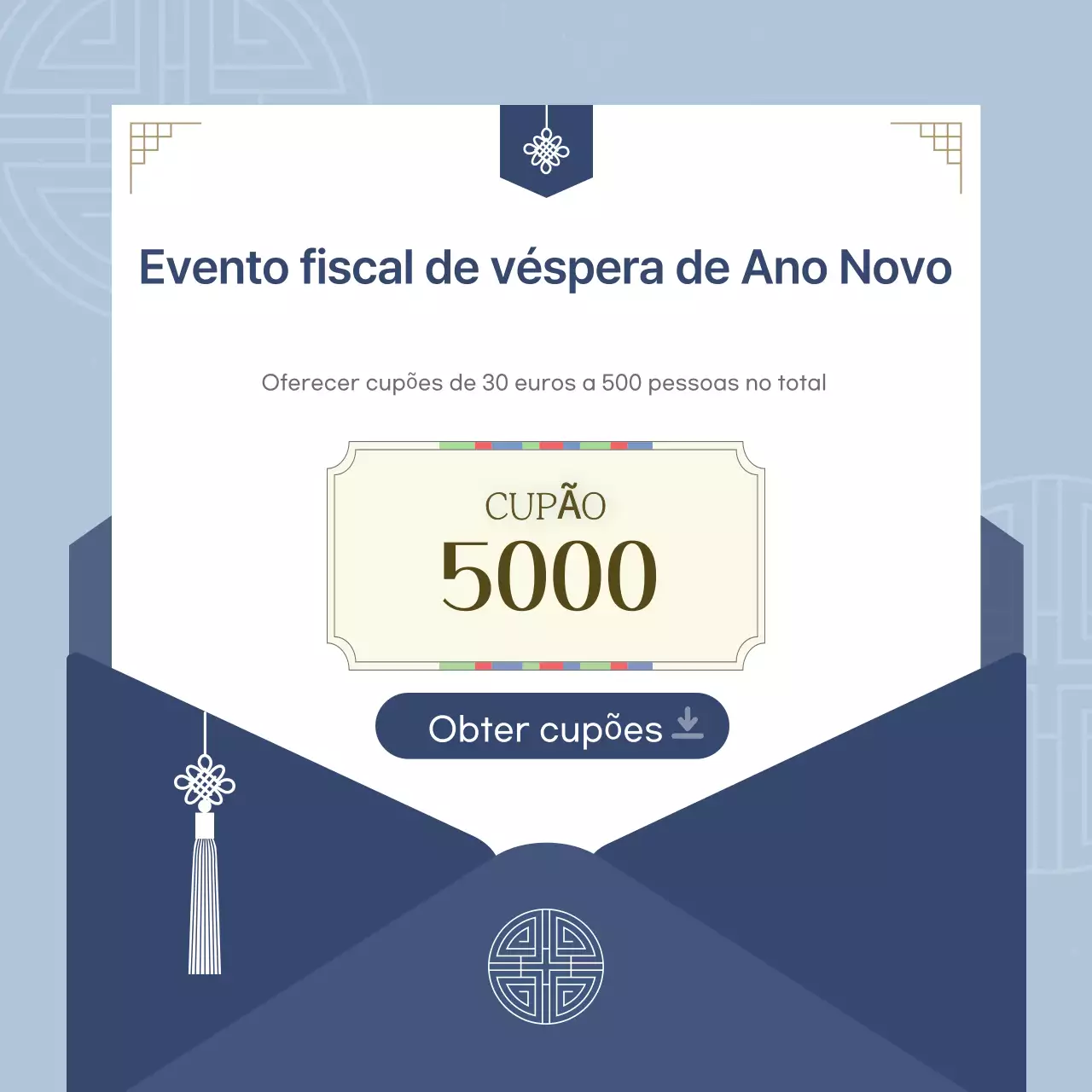 Eventos tradicionais de Ano Novo em azul claro