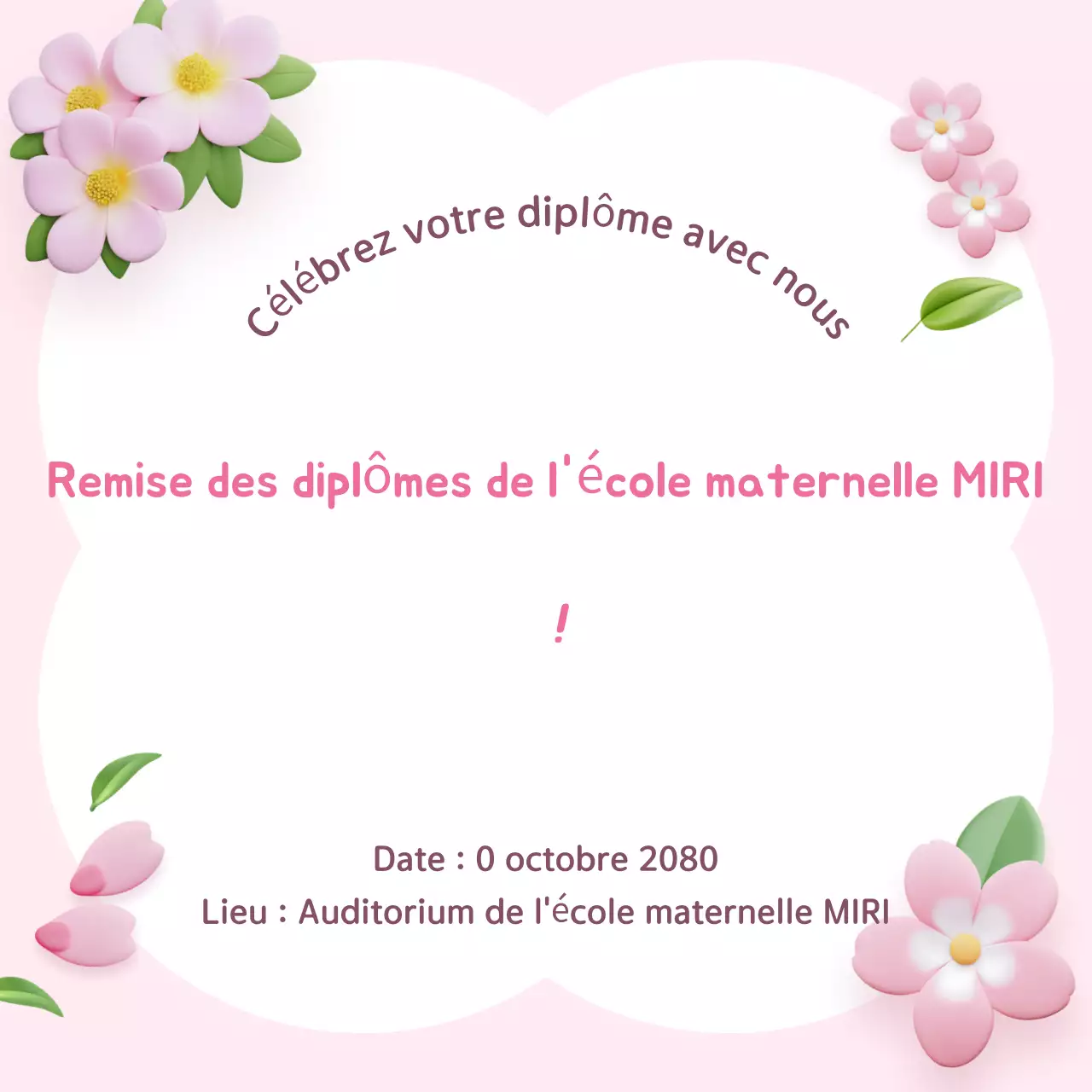 Invitation à la remise des diplômes en rose