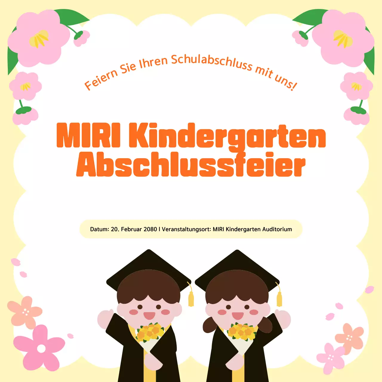 Beige gemütliche Einladung zur Abschlussfeier