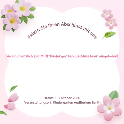 Rosa süße Einladung zur Abschlussfeier