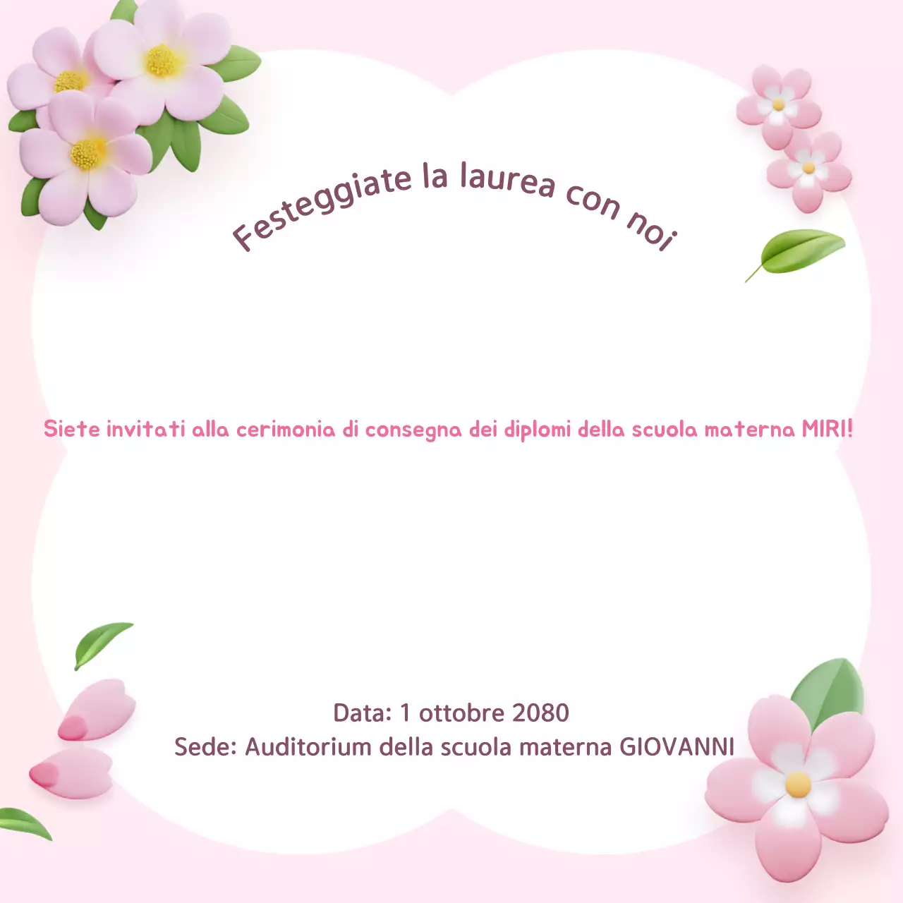 Invito di laurea rosa carino