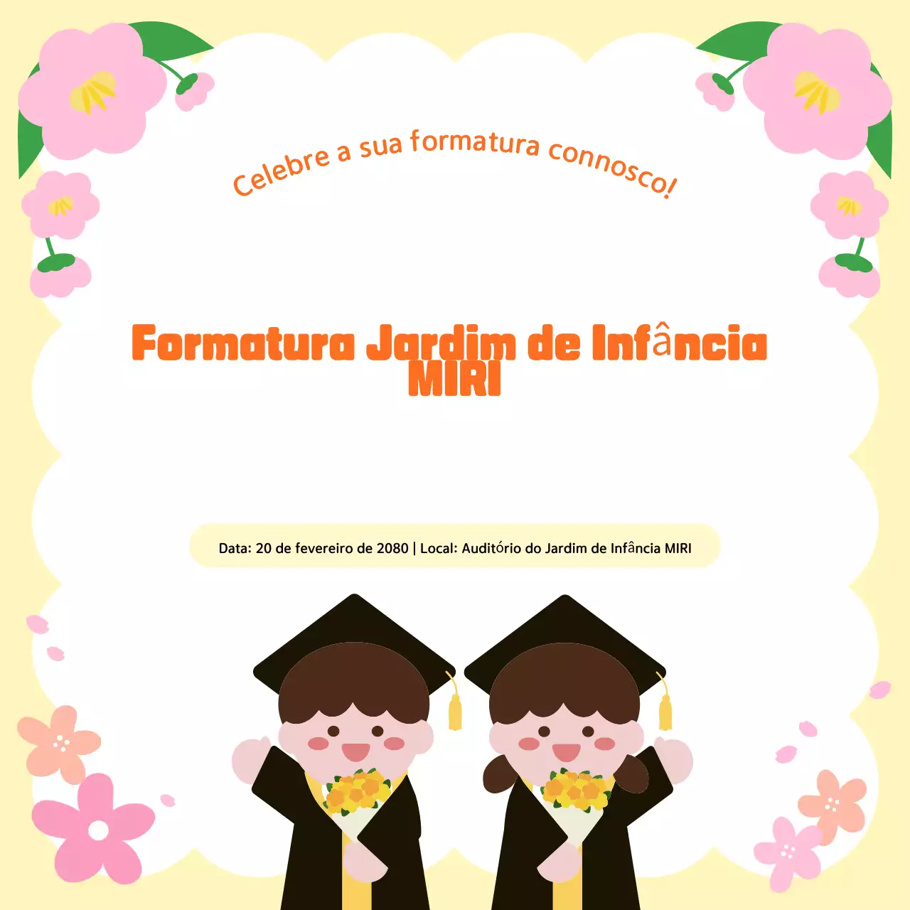 Convite de formatura bege e acolhedor