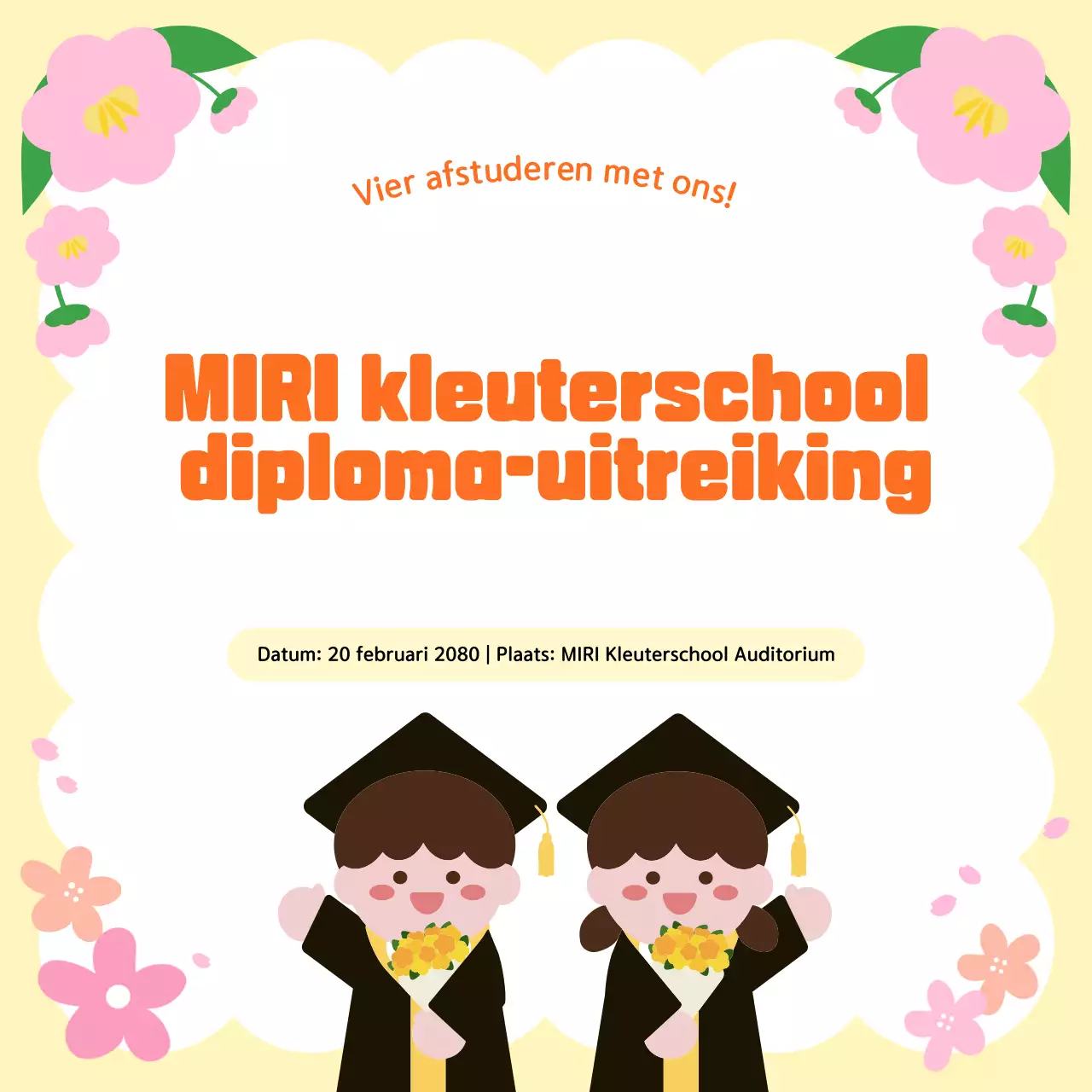 Beige gezellige uitnodiging voor afstuderen