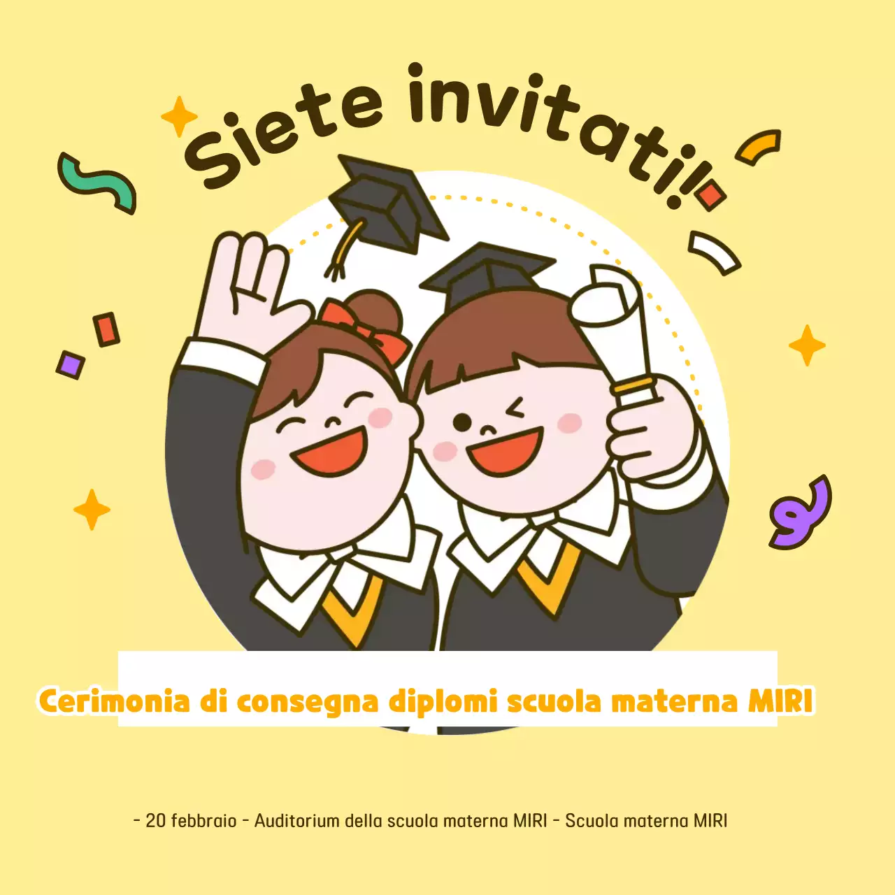 Simpatico invito di laurea in giallo