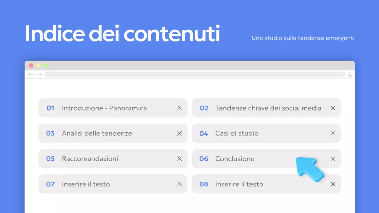 Fornire informazioni sul rapporto blu moderno