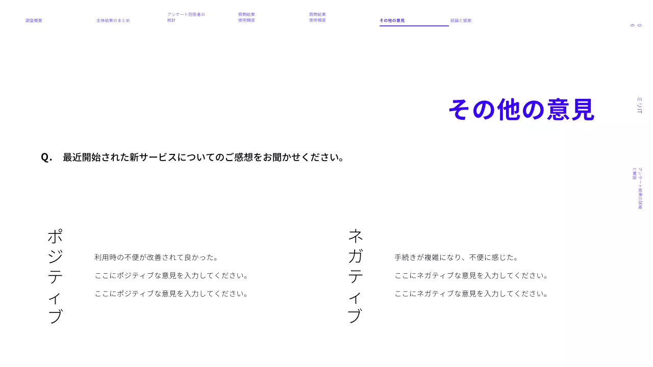 青 シンプル アンケート結果 資料 プレゼンテーション