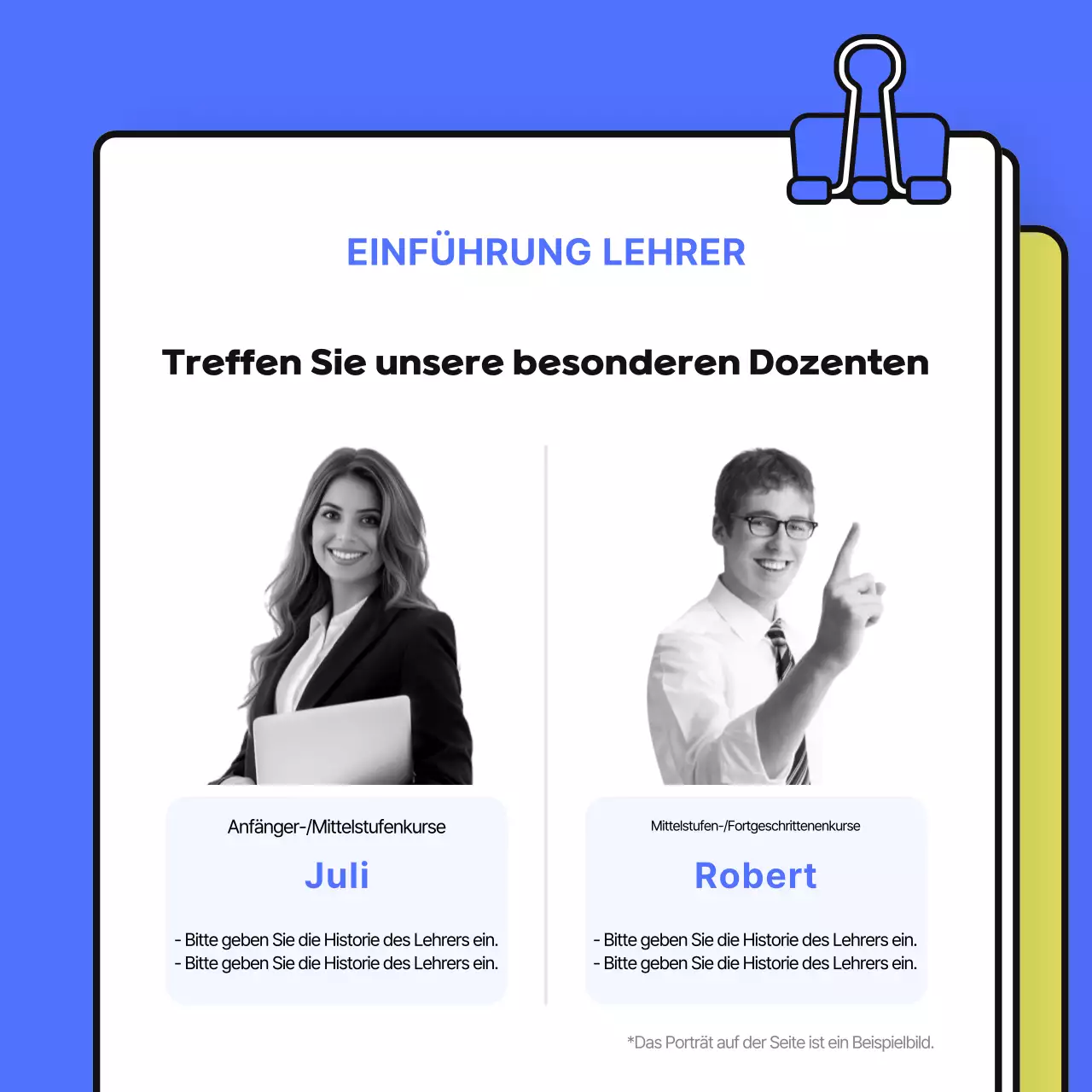 Gelbe Anzeige für moderne Bildung
