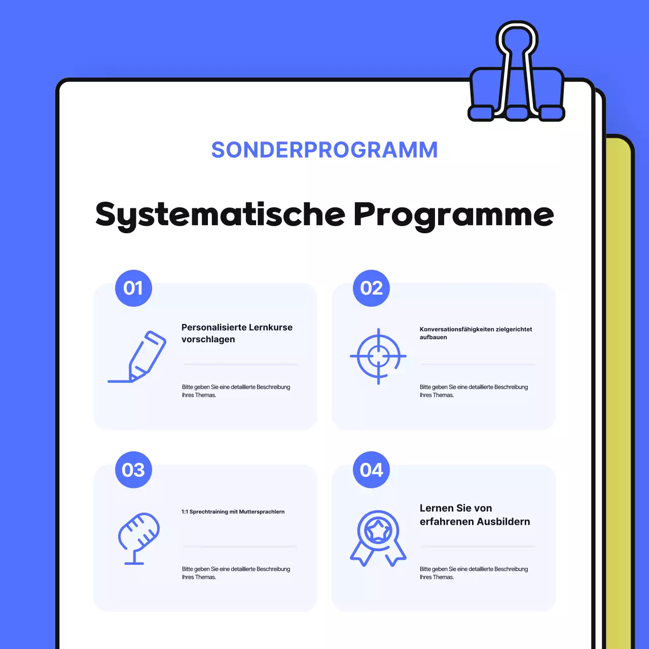 Gelbe Anzeige für moderne Bildung