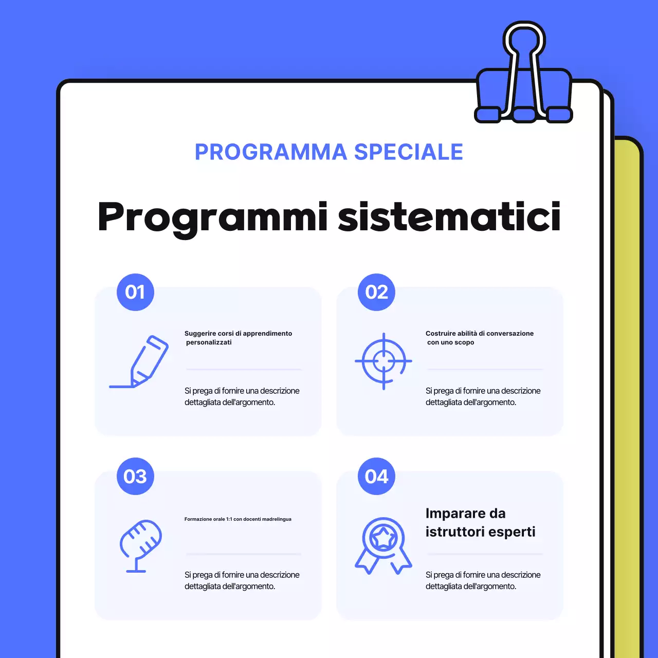 Annuncio giallo sull'istruzione moderna