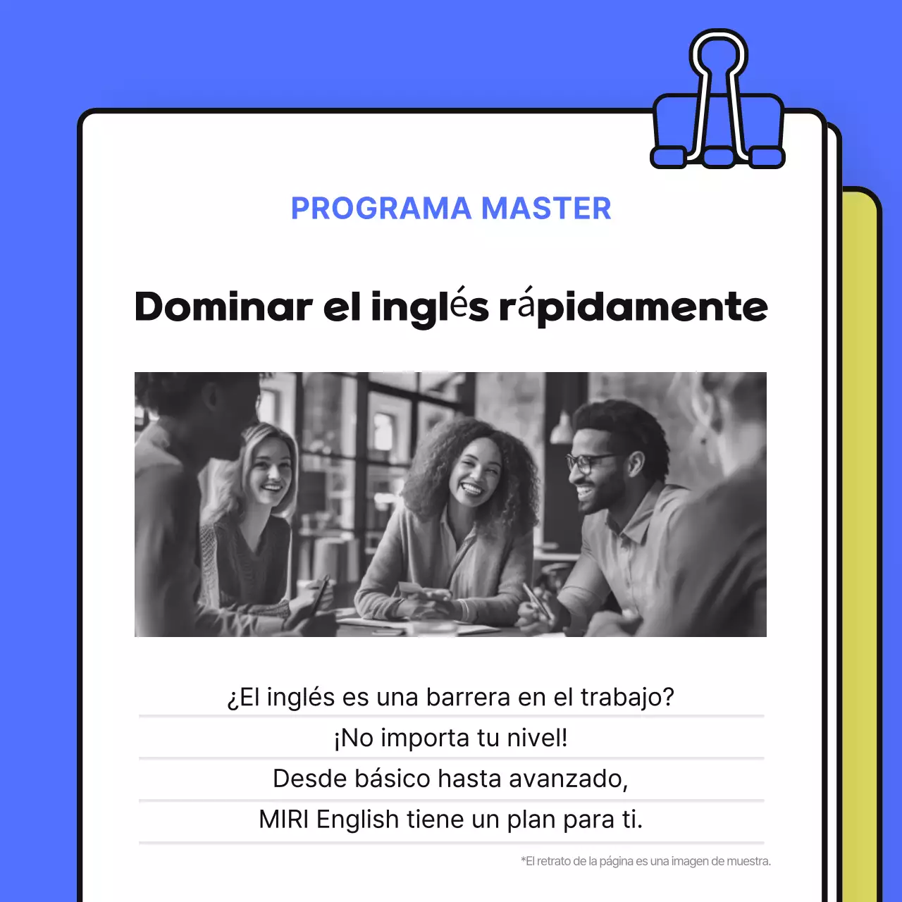 Anuncio amarillo de Educación Moderna