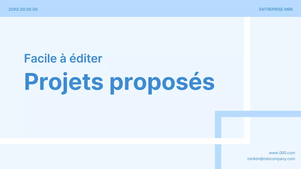Proposition de projet simple en bleu clair