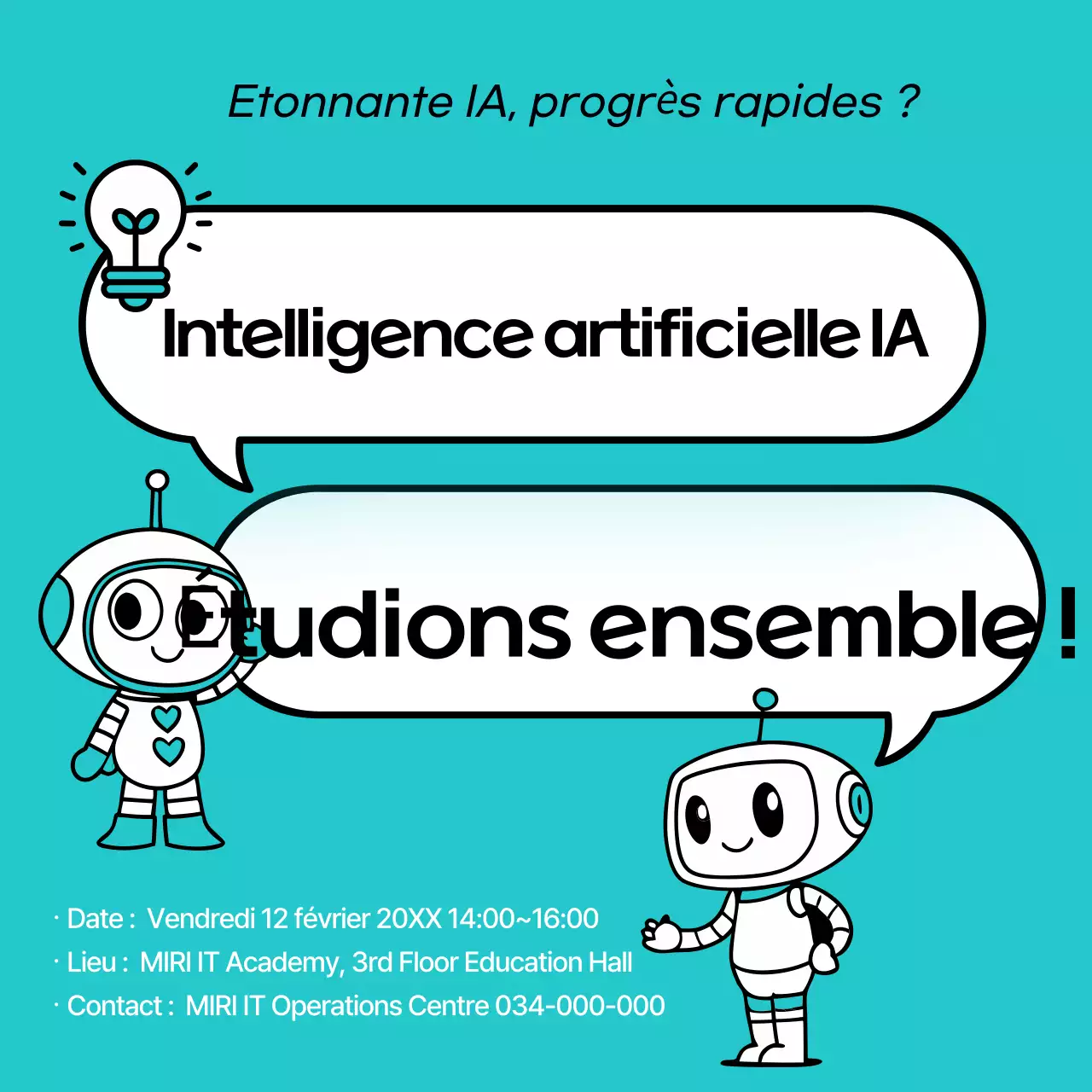 Affiche de formation bleu clair et propre