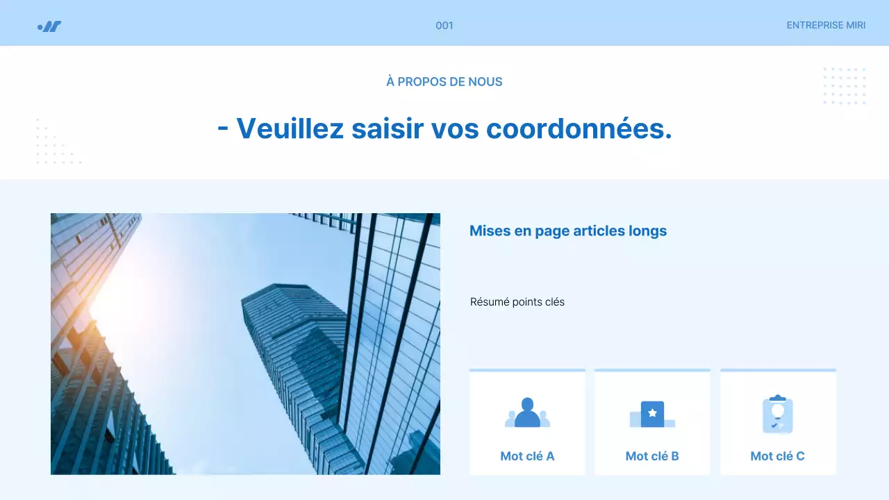 Proposition de projet simple en bleu clair