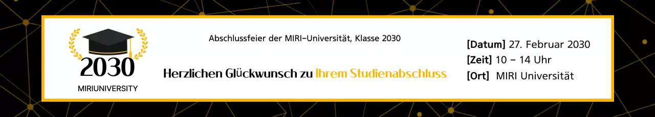 Werben Sie für eine einfache Universitätsabschlussfeier in Gelb und Schwarz